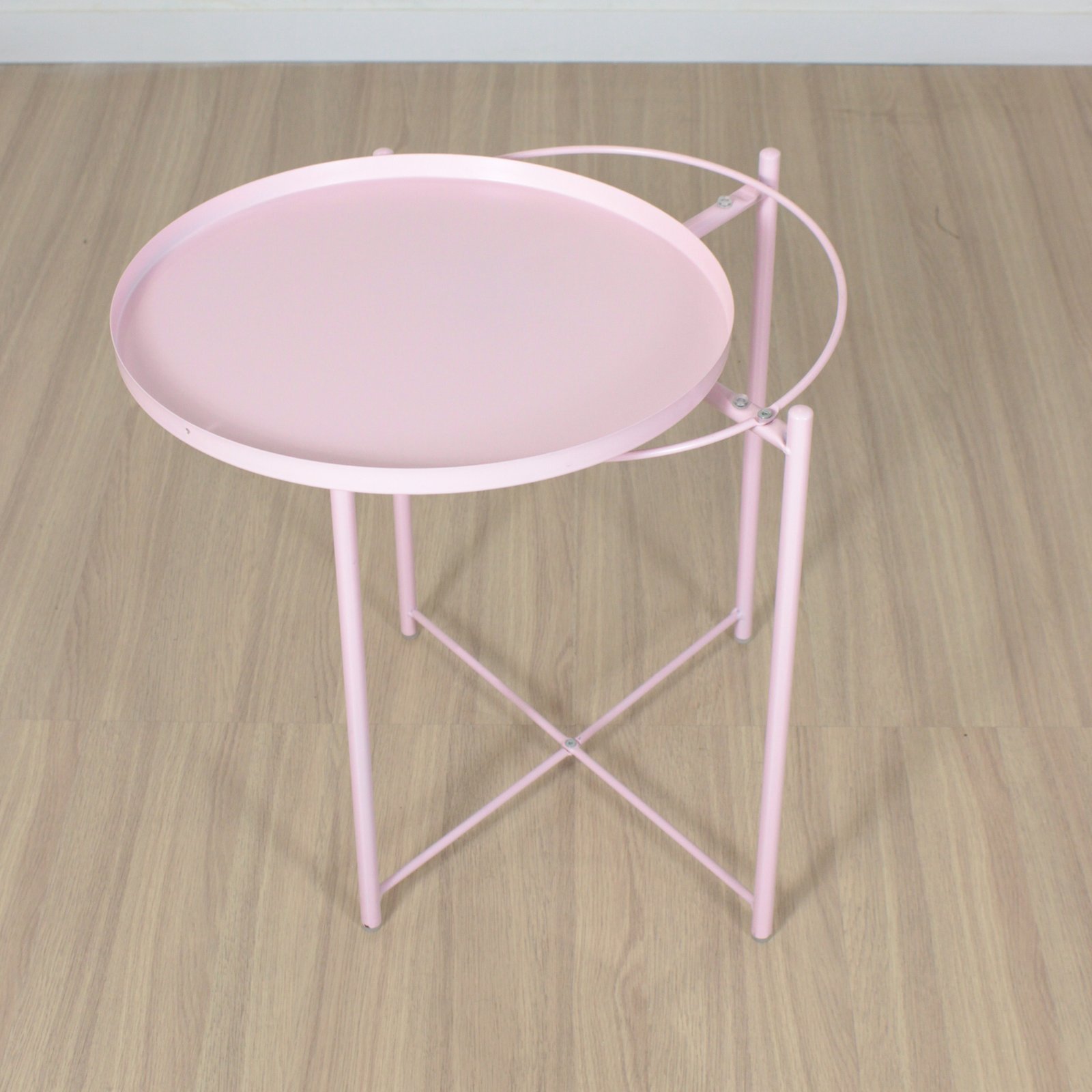 Mesa Iberia Ratona O Auxiliar Bandeja Metalica Rosa - Imagen 2
