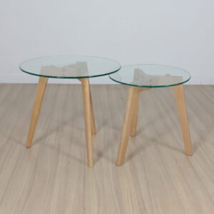 Mesa Ratona Doble Redondas Vidrio