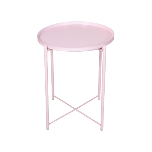 Mesa Iberia Ratona O Auxiliar Bandeja Metalica Rosa