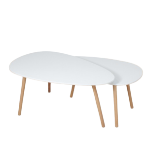 Mesa Ratona Malta Doble Irregular Laqueada Blanca