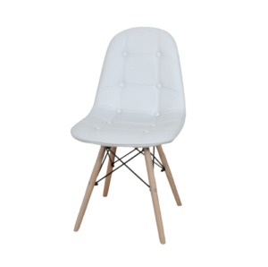 Set x4 Silla Eames Ecocuero Capitoné Blanca